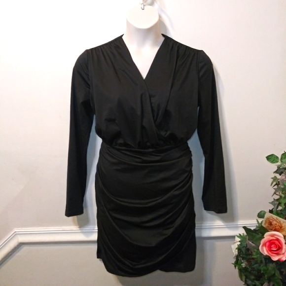 Grace Karin 2X Black Ruched Bodycon Cocktail/Special Occasion Little Black Dress - Picture 9 of 9